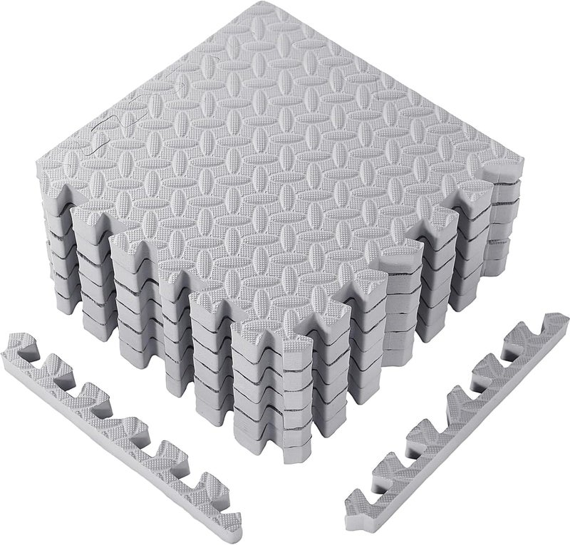 Arrowbash 12x12x1 Inch EVA Thick Interlocking Foam Floor Tiles Puzzle Exercise Mat Foam Mats for Home Gym Pets(Grey,12) - Image 1